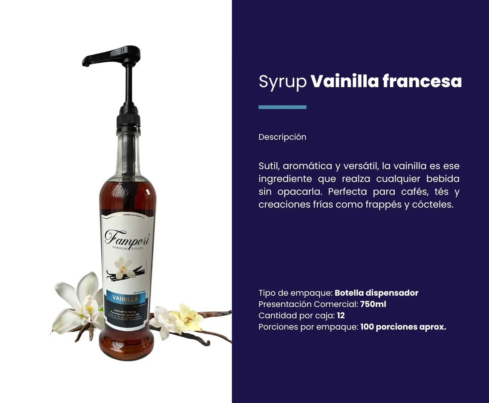 Syrup Vainilla Francesa Fampori 750ml - Imagen 2