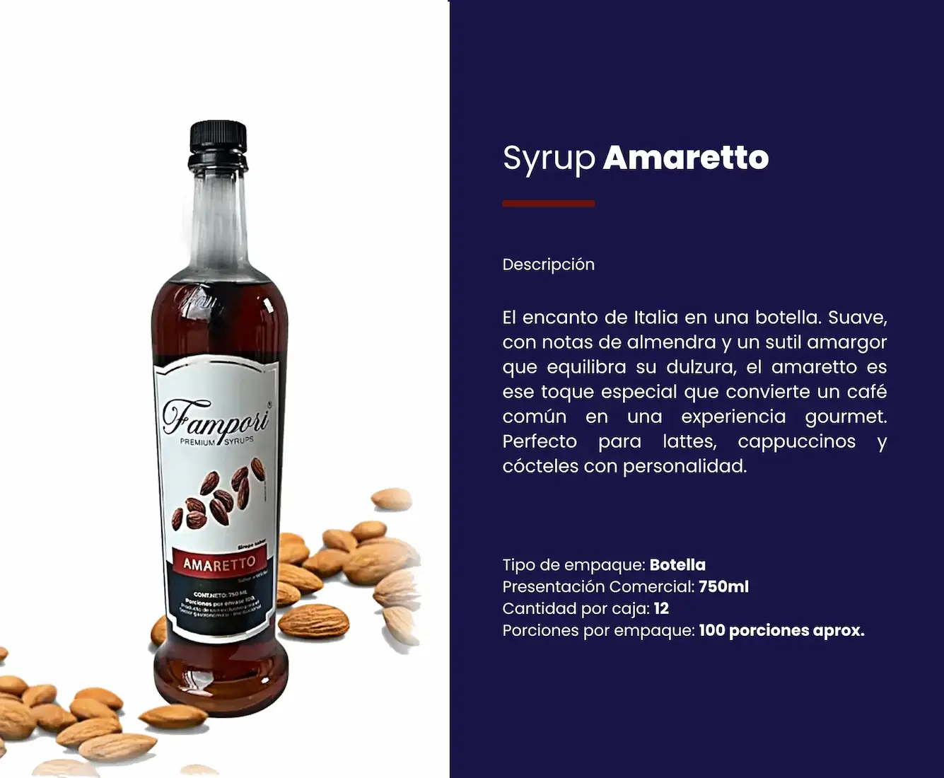Syrup Amaretto Fampori 750ml - Imagen 2