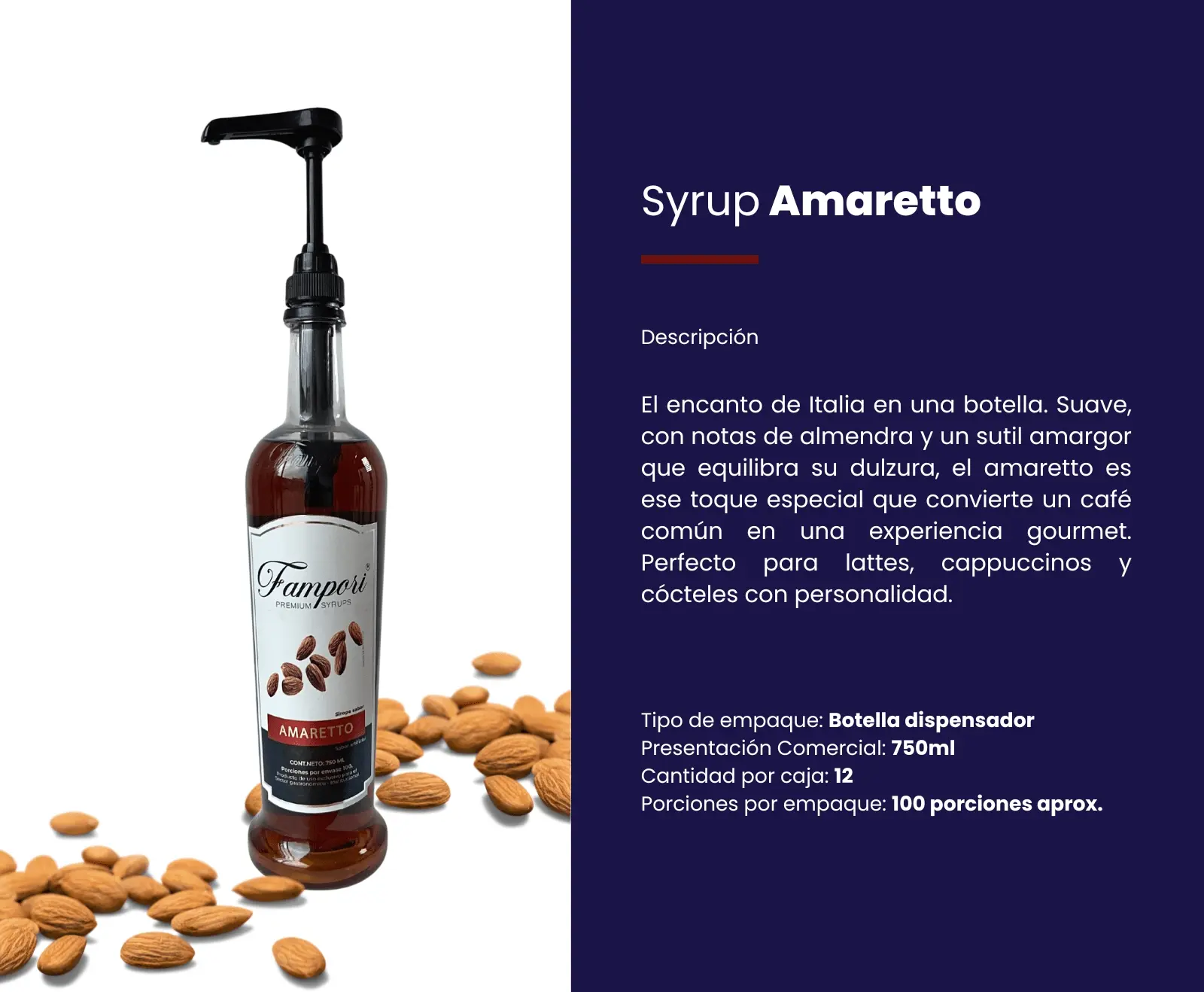 Syrup Amaretto Fampori 750ml - Imagen 2